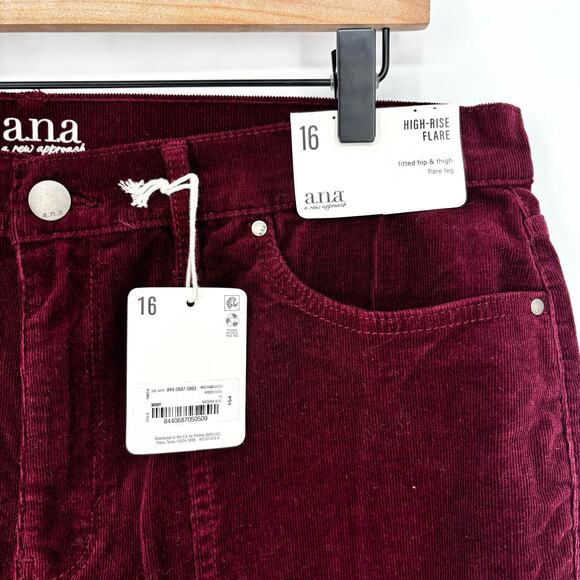 A.N.A NWT Madeira Wine High-Rise Flare Corduroy Pants Size 16 - Picture 2 of 5